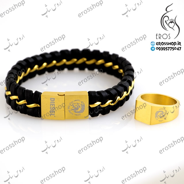 erosshop  accessories gift handmade - Woven leather bracelet and ring set  Diesel brand
